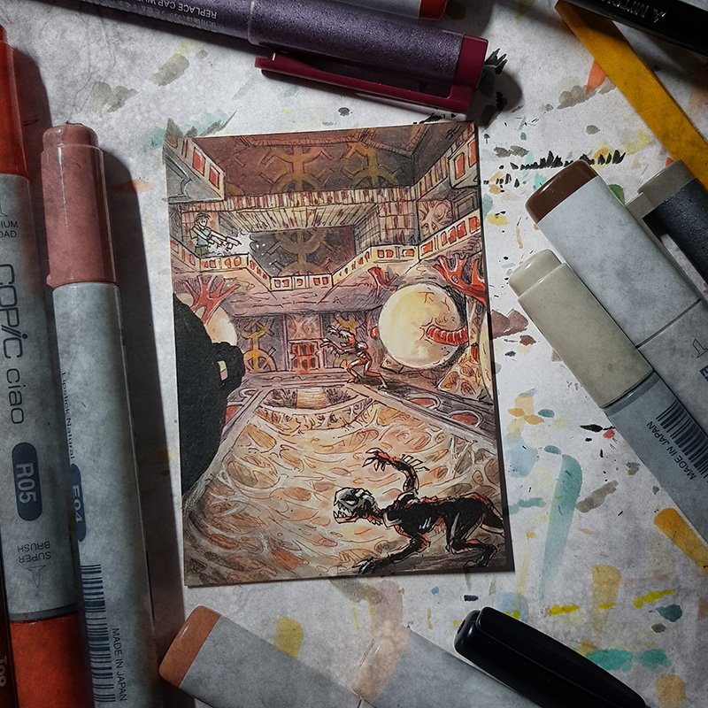 Sammelkarte zu "Tomb Raider" - koloriert mit Copic-Markern